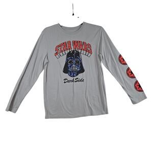 Star Wars Shirt Youth XL 14/16 Gray Darth Vader Dark Side Long Sleeve Graphic
